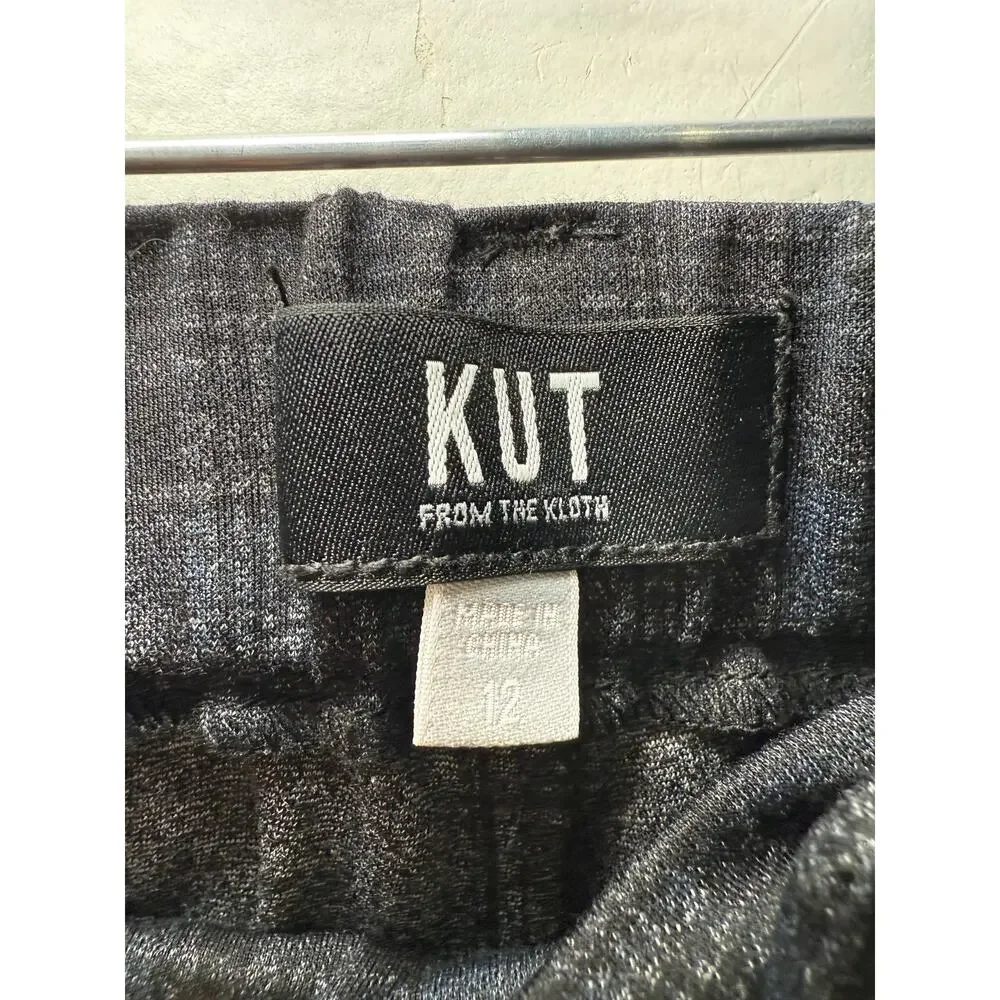 Kut from the Kloth plaid stretch pull on dress pants womens 12 preppy‎ office